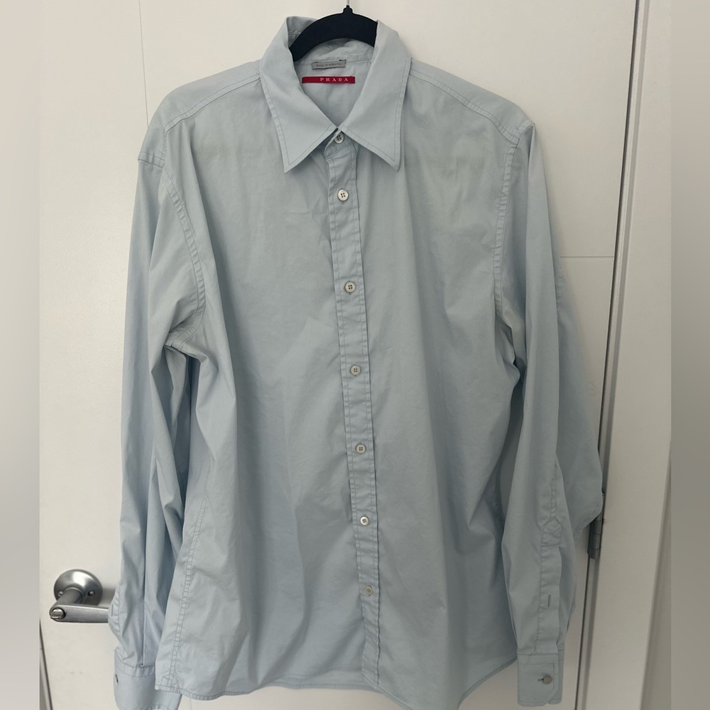 Prada Men’s Light Blue Button-Down Dress Shirt